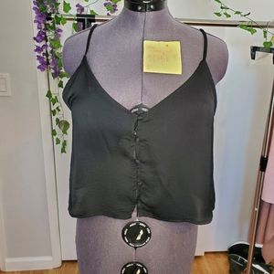 Wild Fable Black Button Down Crop Tank Top